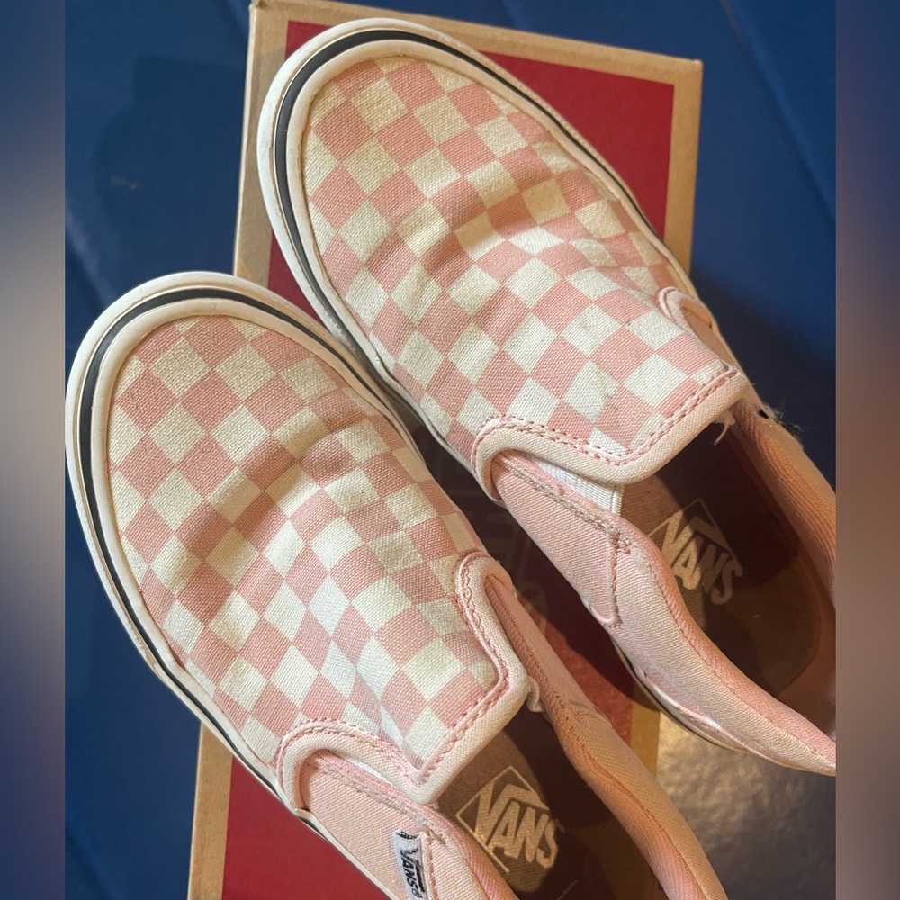 Vans Asher Slip On Pink & White Check Size 1